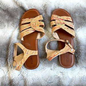 Toms Zoe Paint Splatter, Cork, Flat Sandals